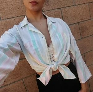 [Vintage] pastel striped button down